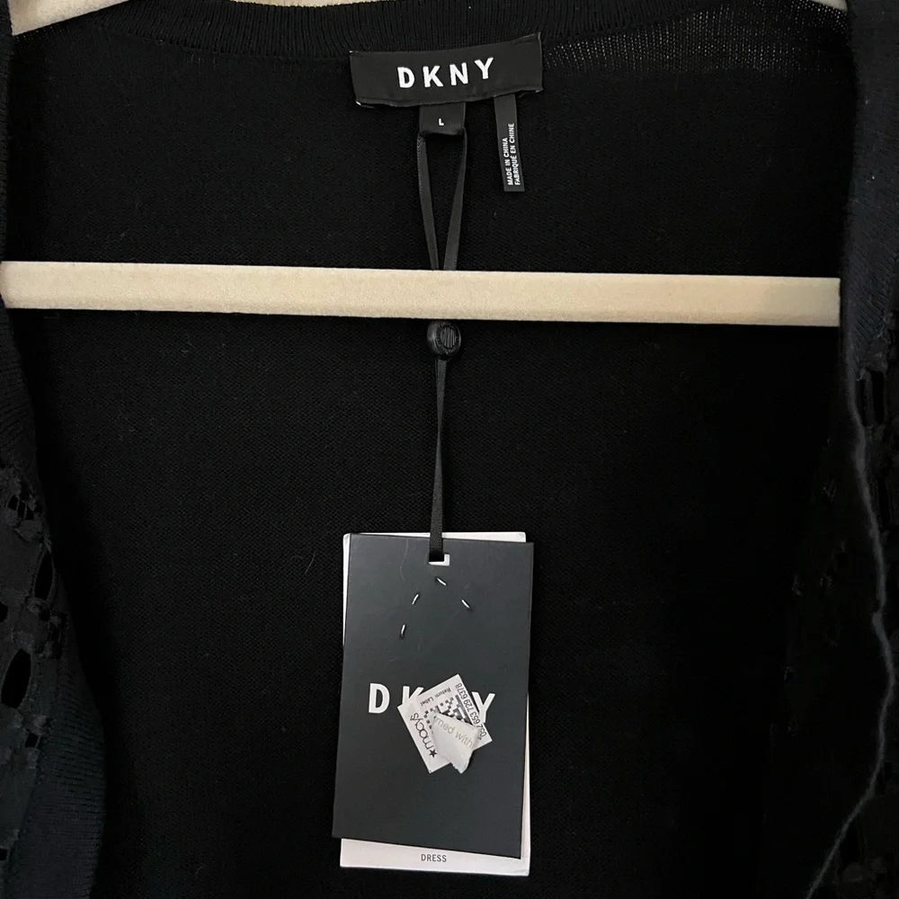 NWT DKNY Cardigan Sweater - Open Lace Front Bolero Black Womens - Large. - Picture 4 of 9